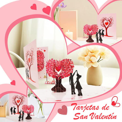 💗Valentine's Day✨Pop Up Anniversary Card, 3D Valentine's Day Anniversary Card with Love Tree & Hearts