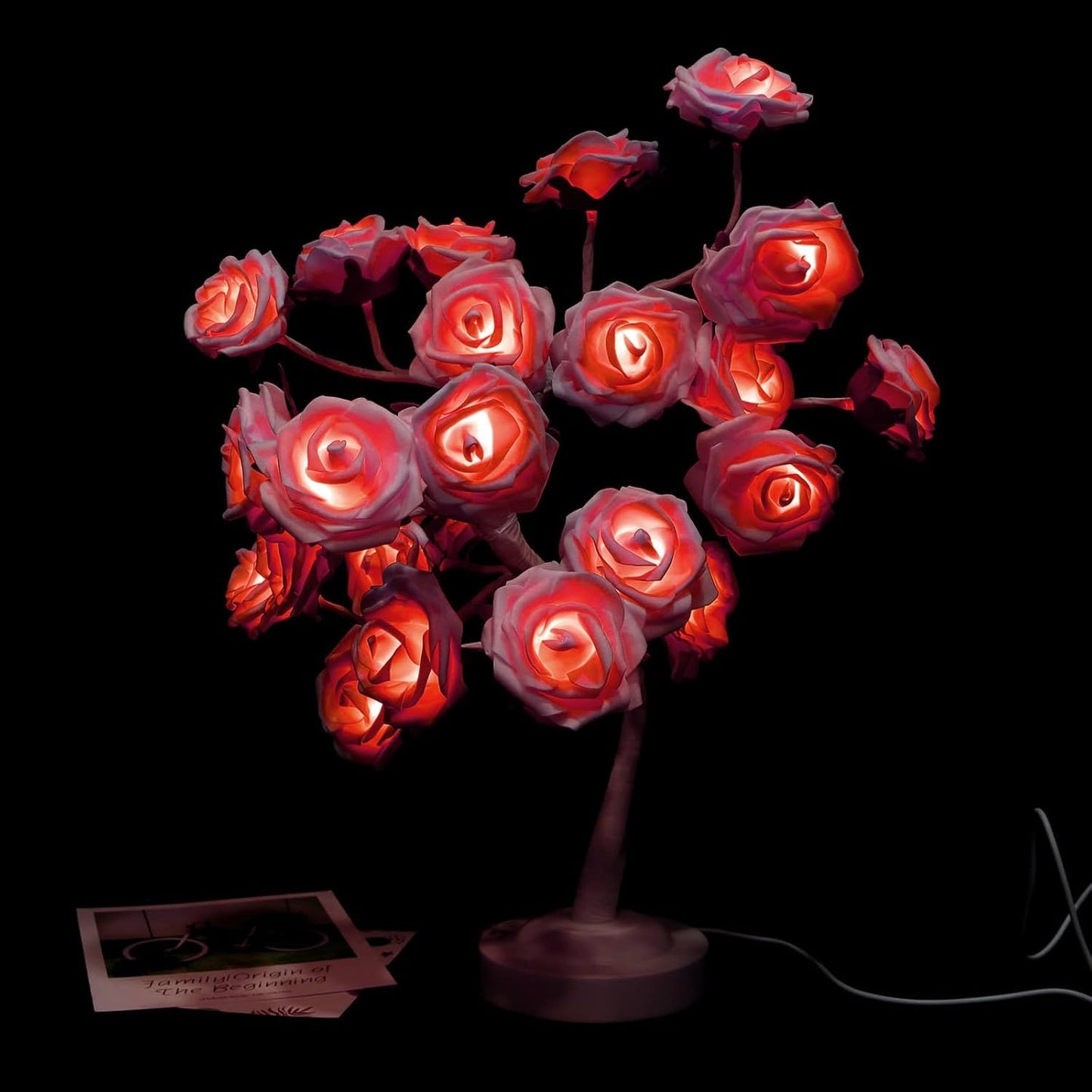 🌹💓Rose Flower Design Tree Night Light, USB Powered Table Lamp
