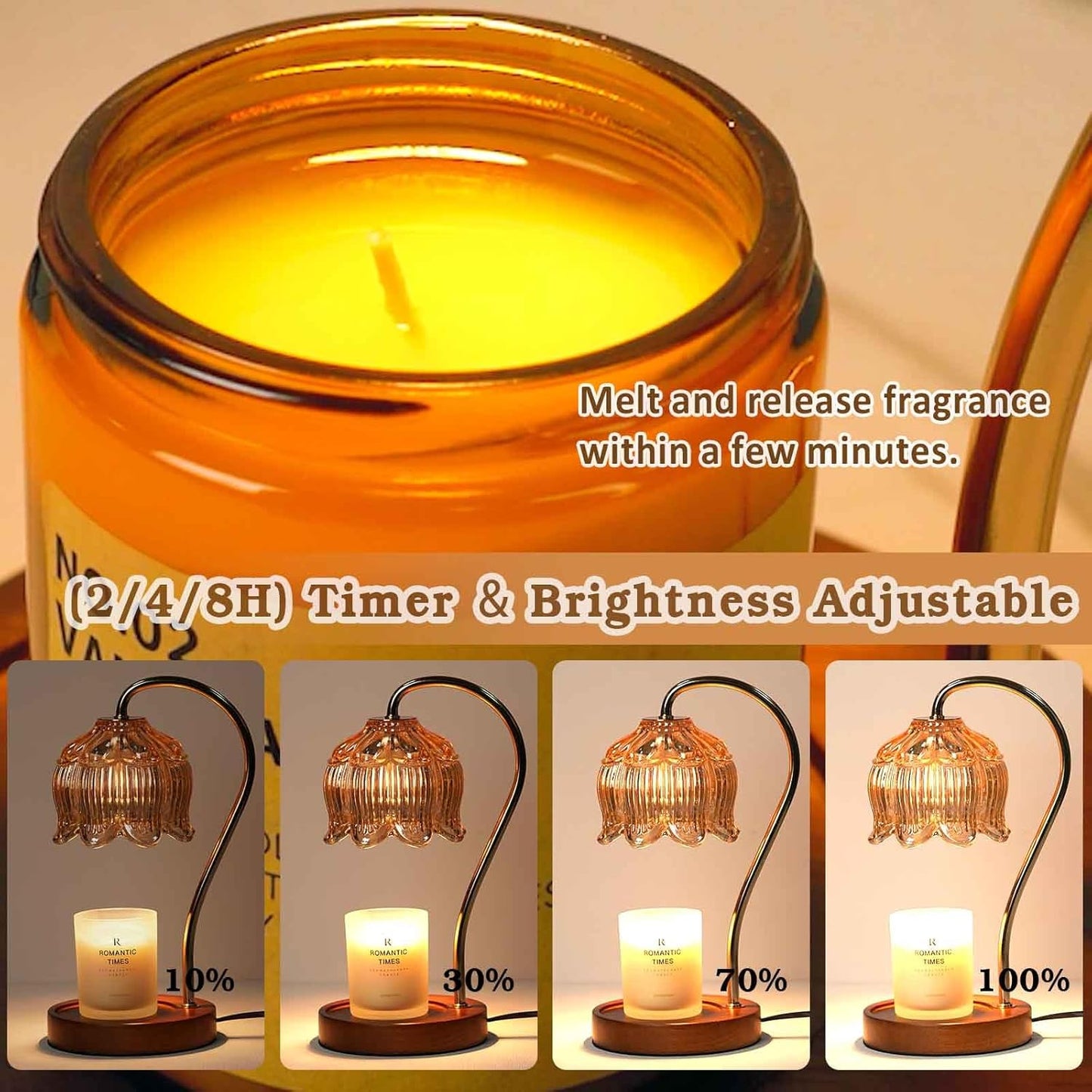 💥2nd Item 60% OFF + FREE SHIPPING 🎁🚚💥 Flower Candle Warmer Lamp with Timer, Dimmable Candle Lamp Warmer