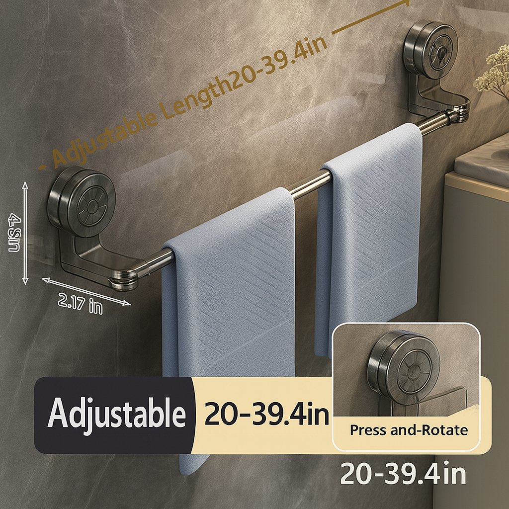 ⏰Limited-Time 49% Off - Christmas Special 🎄Stainless Steel Suction Cup Towel Rack