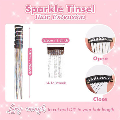 🔥Last Day Buy 2~60% OFF ✨Clip-in Tinsel Hair Extensions(A set of 12 pieces)