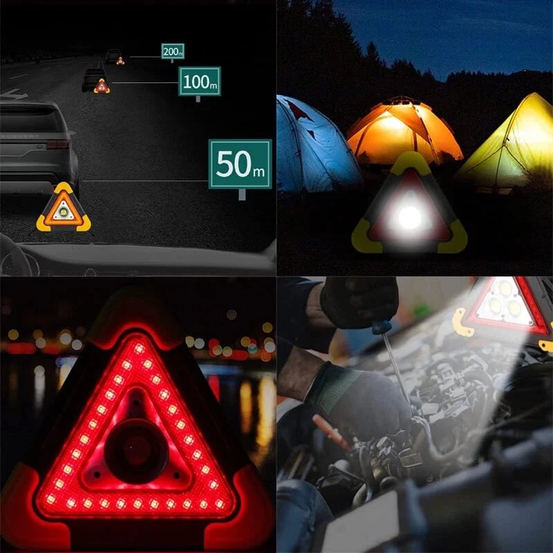 🔥For Your Safty🔥3-IN-1 Solar Emergency Triangle Warning Light at the Roadside